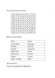 English Worksheet: countries and nationalities