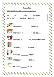 English Worksheet: Preposition