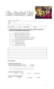 English Worksheet: The Bucket List Evaluation (b)