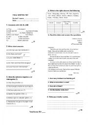 English Worksheet: Present Simple test