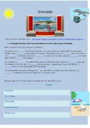 English Worksheet: Video, listening, reading and writing activity about Grenada (Part1)