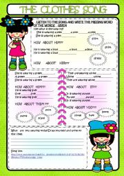 English Worksheet: Clothes song