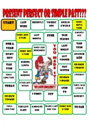 English Worksheet: PRESENT PERFECT VS SIMPLE PAST BOARD GAME