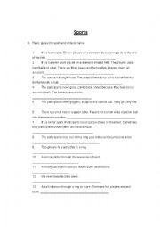 English Worksheet: Sports