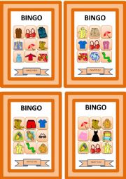English Worksheet: Clothes and accessories_Bingo Cards - Set 4