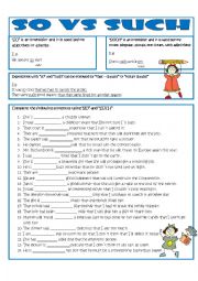 English Worksheet: so....that and such......that