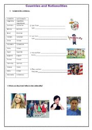 English Worksheet: countries and nationalities