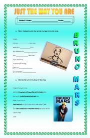 English Worksheet: Just the way you are, Bruno Mars