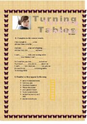 English Worksheet: Turning Tables by ADELE listening comprehension activity!