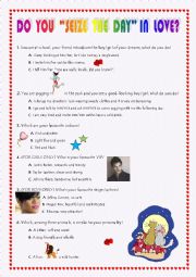 English Worksheet: LOVE QUIZ (PART 1)