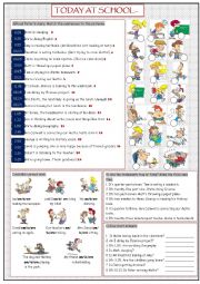 English Worksheet: Today at School... (Present Continuous Tense)