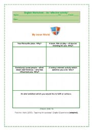 English worksheet: MY INNER WORLD-An 