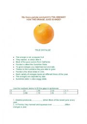 English Worksheet: How the orange juice is made 
