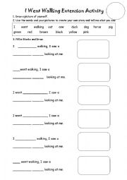 English worksheet: I Went Walking Extension Activity