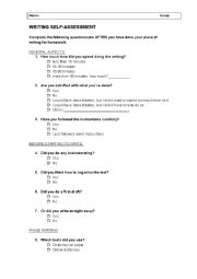 English Worksheet: Writing self-assessment