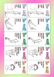 English Worksheet: Happy Families Card Game: Body Parts (28 cards and directions)