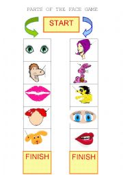 English Worksheet: PARTS OF FACE GAME