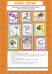 English Worksheet: ANIMAL IDIOMS