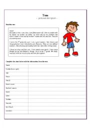 English Worksheet: Personal description 