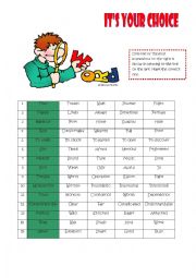 English Worksheet: Its your choice