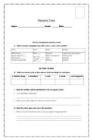 English worksheet: Reading Task