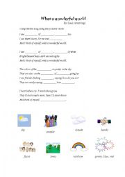 English Worksheet: What a Wonderful Worl Song 