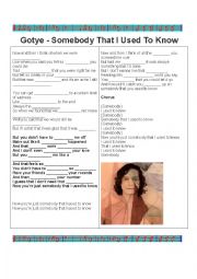 English Worksheet: Fill in the blank- Gotye