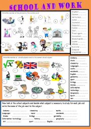 English Worksheet: school and work