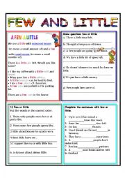 English Worksheet: FEW AND LITTLE