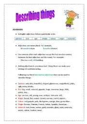 English Worksheet: Describing things