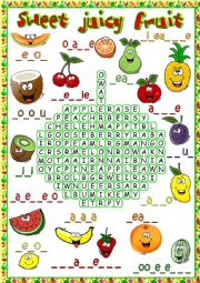 English Worksheet: Sweet juicy fruit - wordsearch