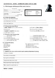 English Worksheet: ADELE SONG SOMEONE LIKE YOU ADVANCED LEVEL