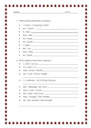 English Worksheet: exercise Be going to