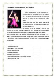 English worksheet: Singers Life