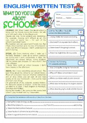 TEST (7th form) on SCHOOL (key included)