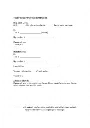 English Worksheet: Telephone Practice