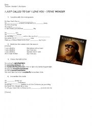 English Worksheet: Stevie Wonder - I Just Called To Say I Love You!