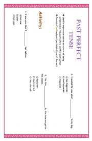 English Worksheet: past perfect tense