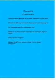 English worksheet: MAKING OF CHAMPAGNE