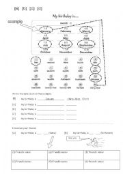 English Worksheet: My birthday is...... Interview activity (beginner)