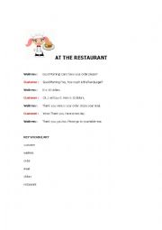English Worksheet: Restaurant Roleplay