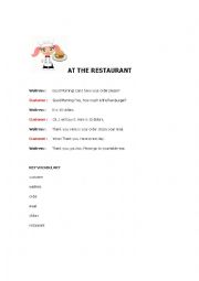 English worksheet: Restaurant Roleplay