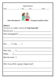 Reporter or journalist activity sheets