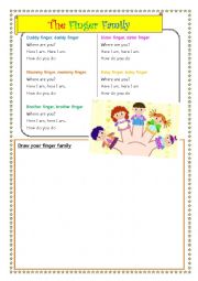 English Worksheet: The Finger Family