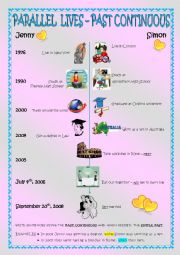 English Worksheet: Parallel Lives - Past Continuous