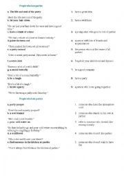 English Worksheet: party idioms