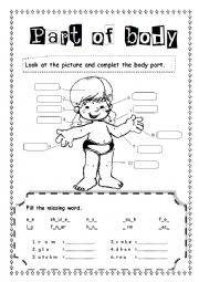 English Worksheet: Part of body