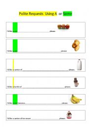 English Worksheet: Polite requests using A  and Some