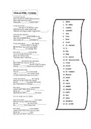 English Worksheet: Song 