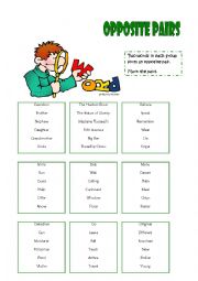 English Worksheet: Opposite Pairs